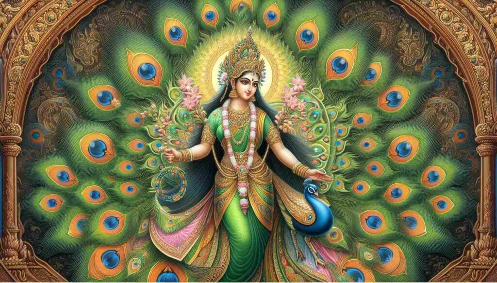 Peacock Green Navami Goddess Siddhidatri