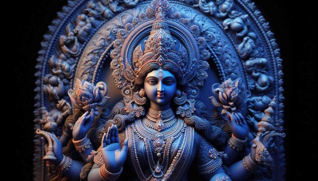 Royal Blue Chaturthi Goddess Kushmanda