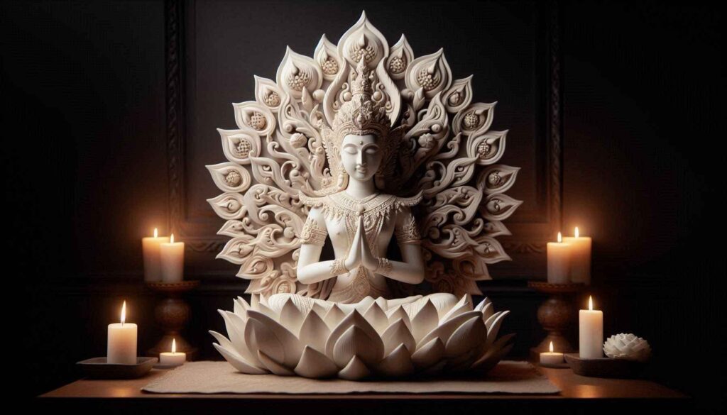 White Lotus in a Meditative Setting for Goddess Brahmacharini