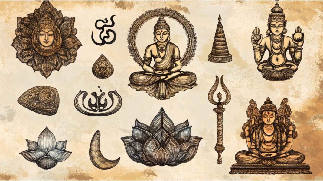 Sacred Symbols of Hinduism: Om, Swastika, Tilaka/Bindi, Trishula, Lingam, Lotus & Conch – Scriptures, Temples & Spiritual Legacy